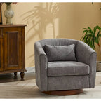 Grey 28.35 Upholstered 360 Swivel Accent Chair with Wood Base