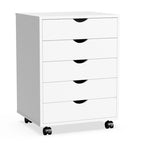 Mobiele dossierkast met 5 laden, verticale houten opbergkast met 4 wielen, rollende organizer onder het bureau
