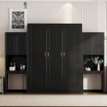 All-in-one Murphy Bed with Desk, Vanity and Wardrobe Queen Folding Bed