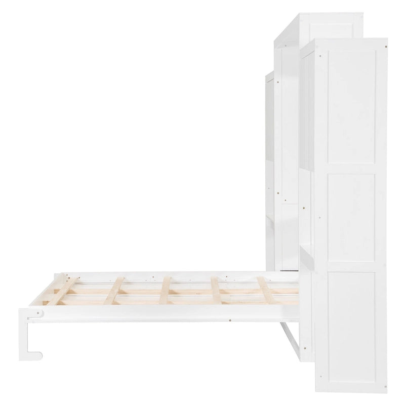 All-in-one Murphy Bed with Desk, Vanity and Wardrobe Queen Folding Bed