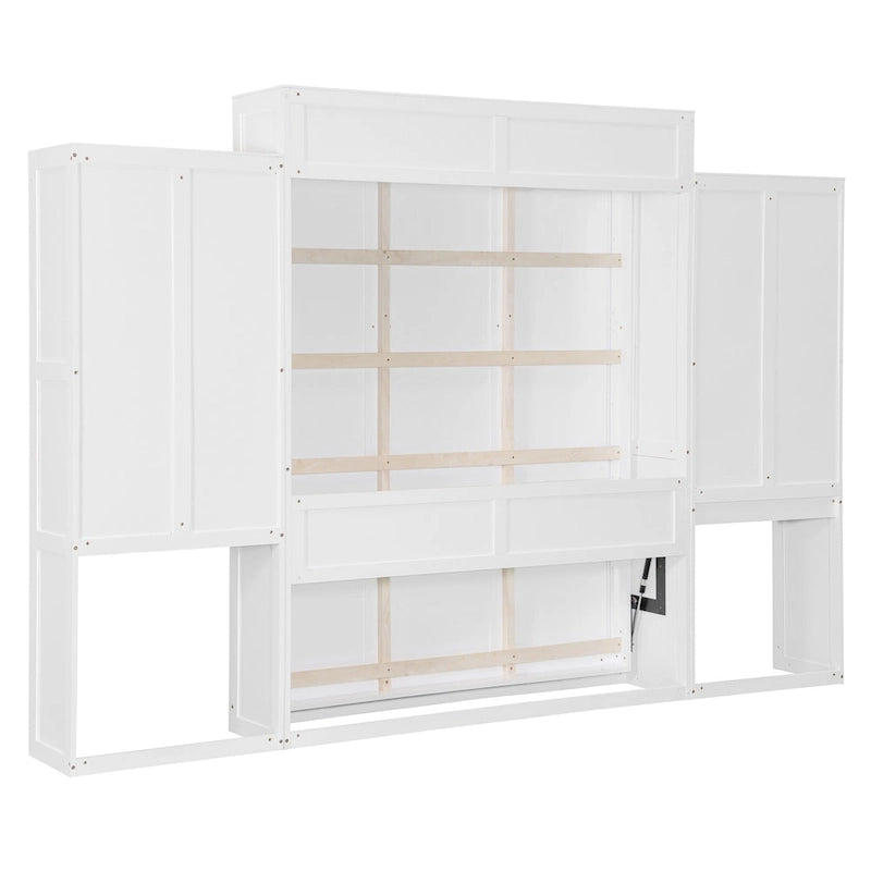 All-in-one Murphy Bed with Desk, Vanity and Wardrobe Queen Folding Bed