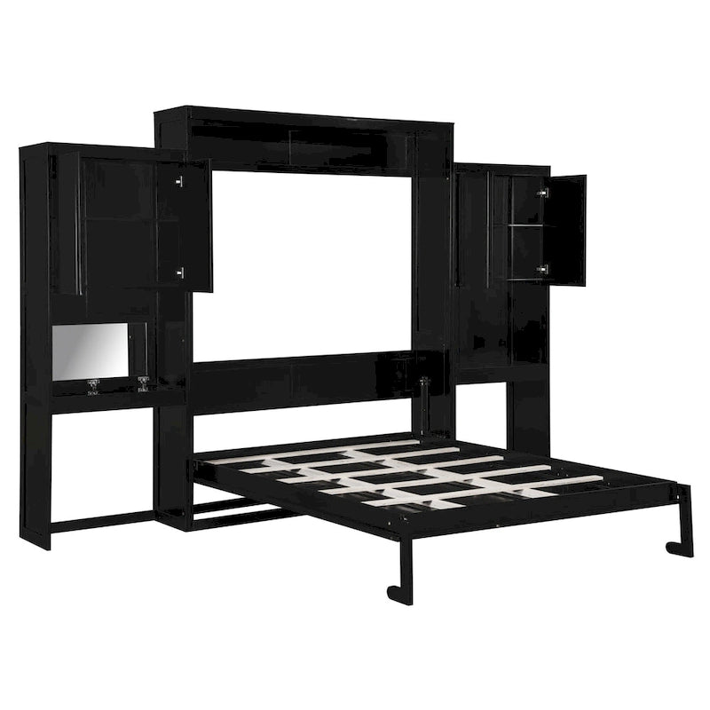 All-in-one Murphy Bed with Desk, Vanity and Wardrobe Queen Folding Bed