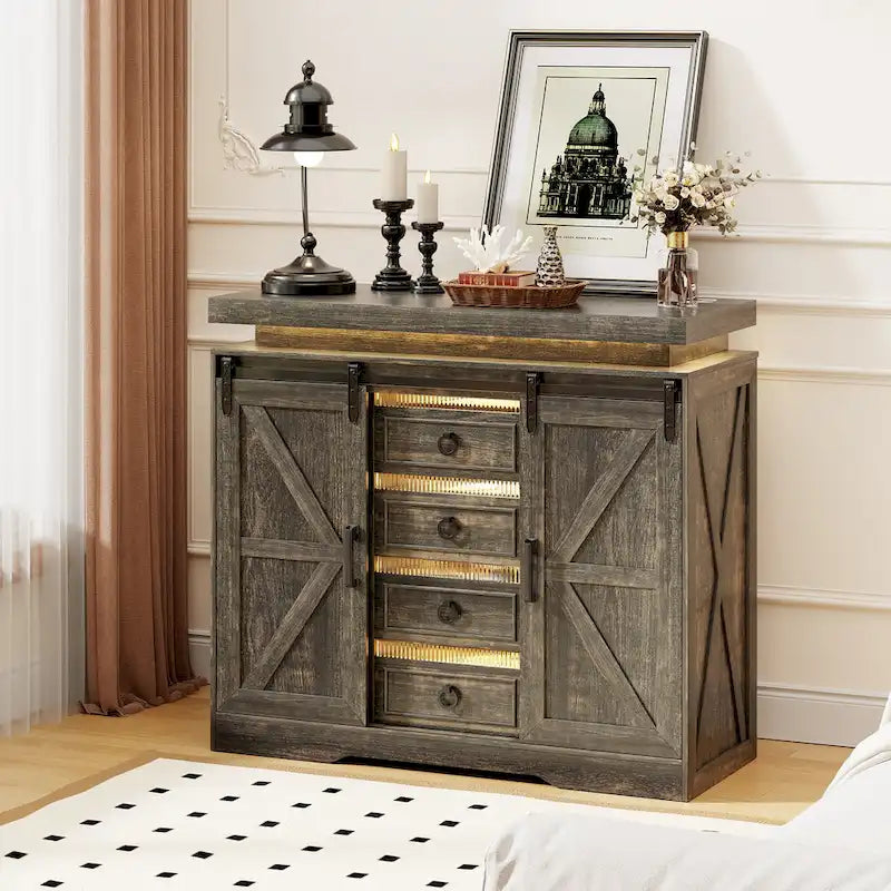 5 Drawer Accent Cabinet With Led Light