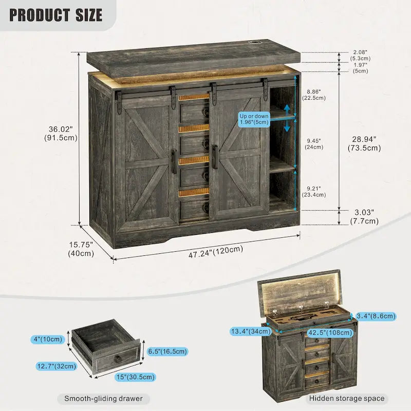 5 Drawer Accent Cabinet With Led Light