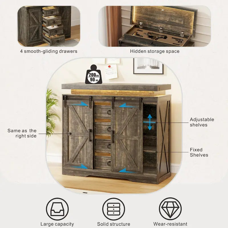 5 Drawer Accent Cabinet With Led Light