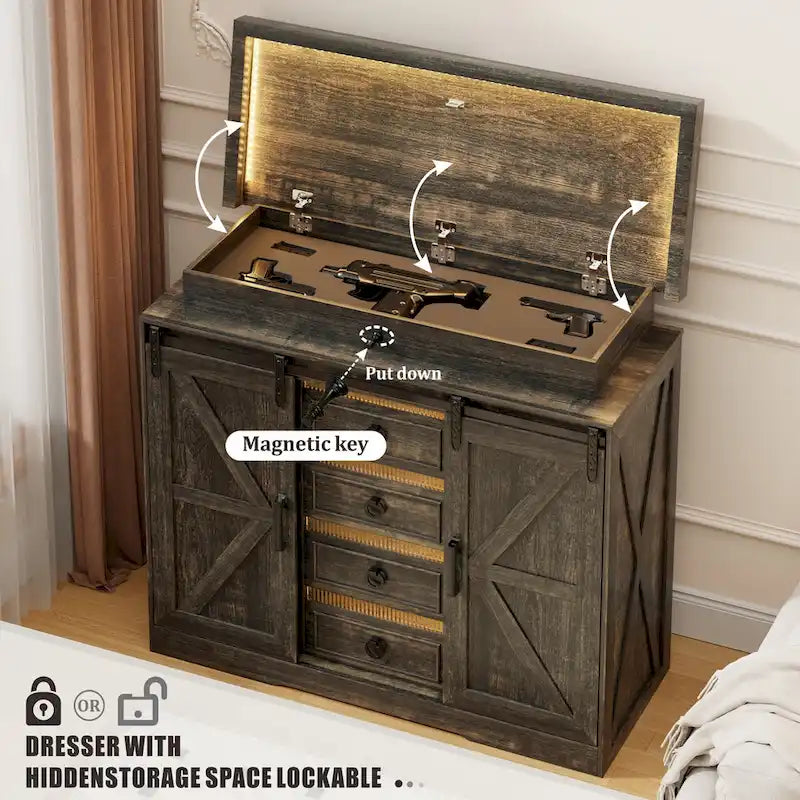 5 Drawer Accent Cabinet With Led Light