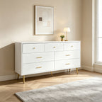 Seven-Drawer Large Chest of Drawers Cabinet with Golden Handles and Legs
