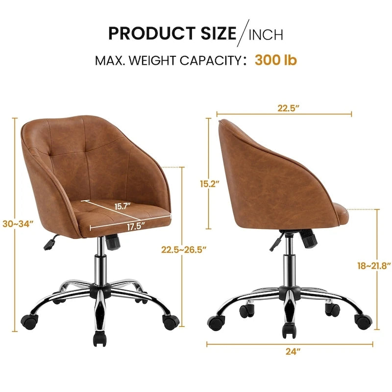 Desk Chair for Home Office, Height Adjustable 360Swivel Computer Chair