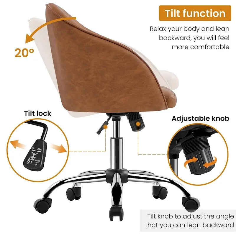 Desk Chair for Home Office, Height Adjustable 360Swivel Computer Chair