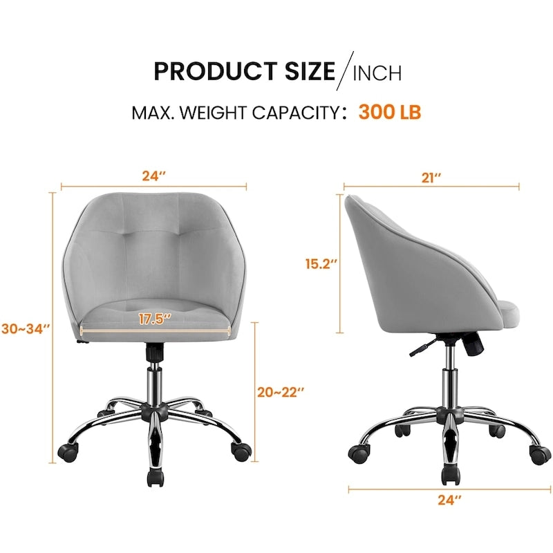 Desk Chair for Home Office, Height Adjustable 360Swivel Computer Chair