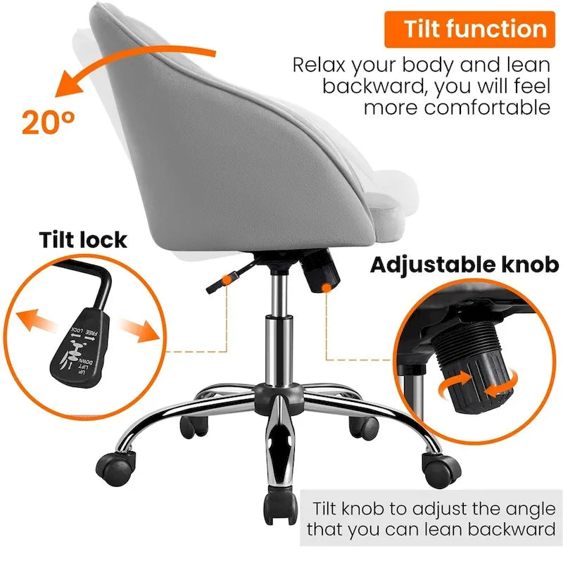 Desk Chair for Home Office, Height Adjustable 360Swivel Computer Chair