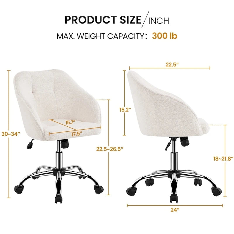 Desk Chair for Home Office, Height Adjustable 360Swivel Computer Chair