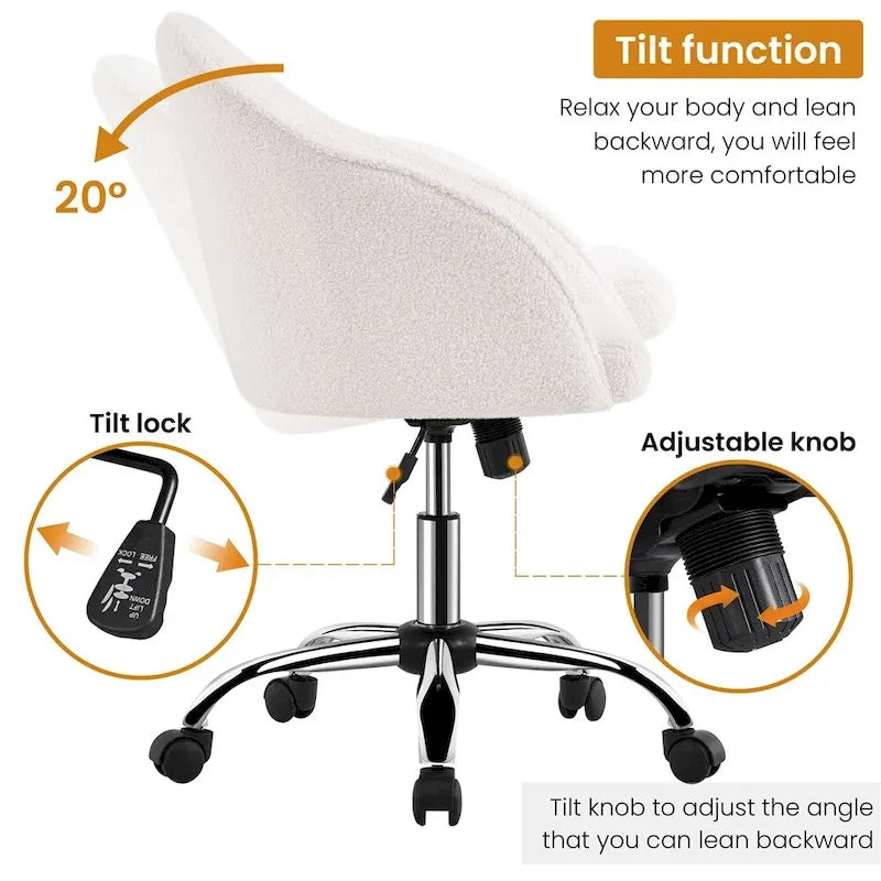 Desk Chair for Home Office, Height Adjustable 360Swivel Computer Chair