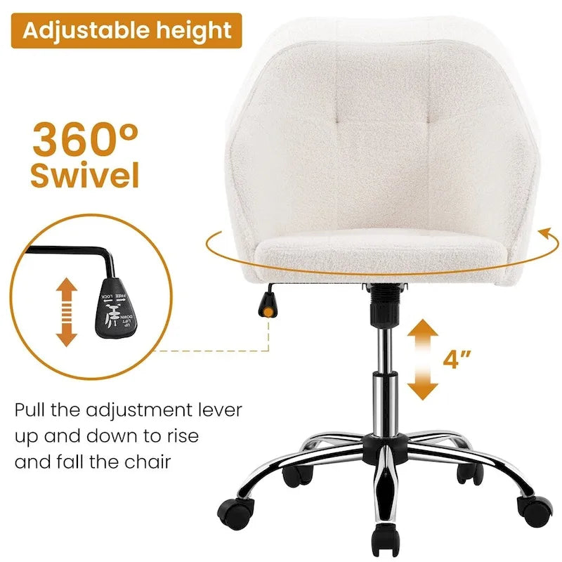 Desk Chair for Home Office, Height Adjustable 360Swivel Computer Chair