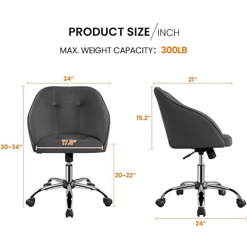 Desk Chair for Home Office, Height Adjustable 360Swivel Computer Chair