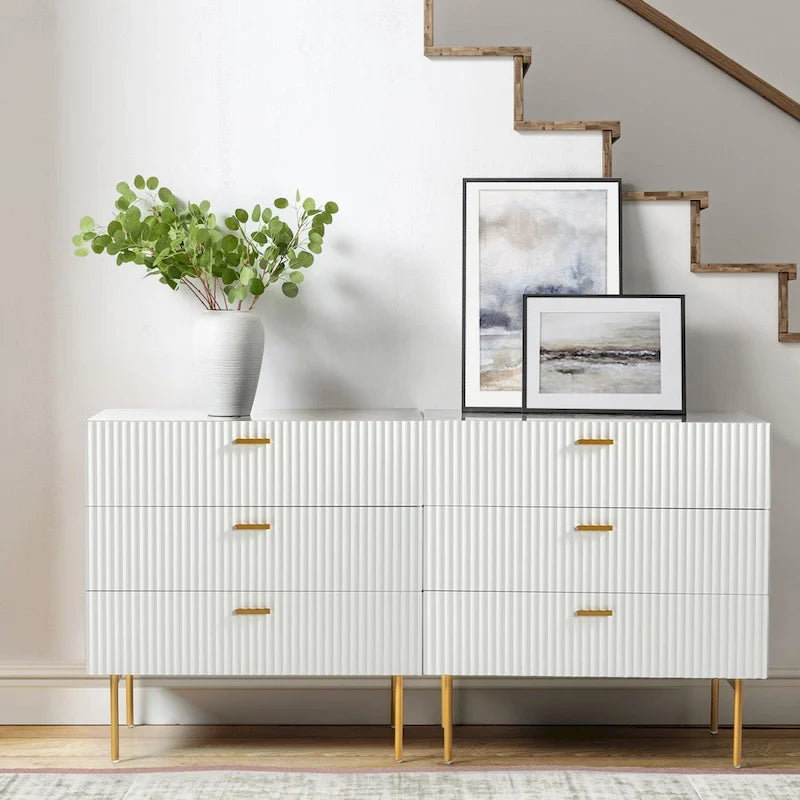 Modern 3-Drawer Dresser Nightstand with Metal Legs Set of 2 by