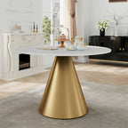 Round Marble Top Metal Dining Table