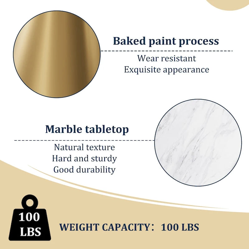 Round Marble Top Metal Dining Table