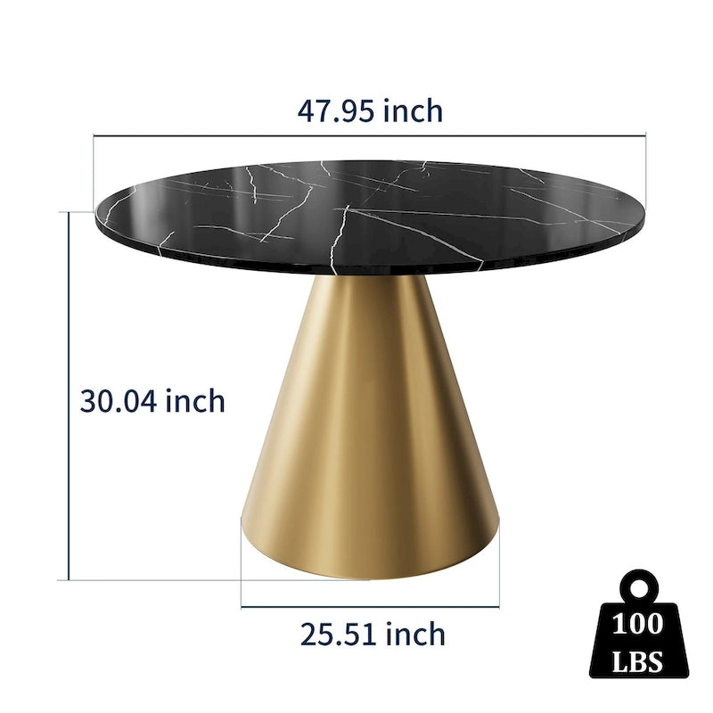 Round Marble Top Metal Dining Table