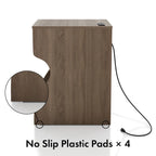 Modern Chestnut Brown 1-Drawer Nightstand with Charging Station and Hidden Storage by