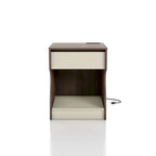 Modern Chestnut Brown 1-Drawer Nightstand with Charging Station and Hidden Storage by