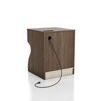 Modern Chestnut Brown 1-Drawer Nightstand with Charging Station and Hidden Storage by