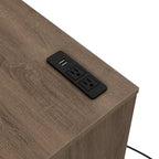 Modern Chestnut Brown 1-Drawer Nightstand with Charging Station and Hidden Storage by
