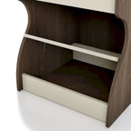 Modern Chestnut Brown 1-Drawer Nightstand with Charging Station and Hidden Storage by