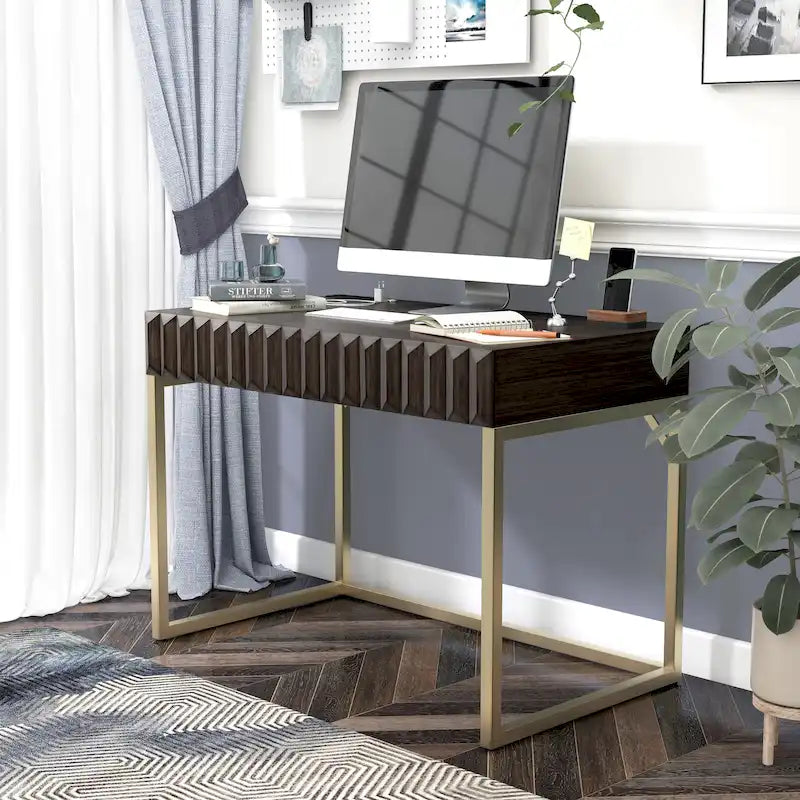 Modern 42-inch Metal Computer Desk with USBs by