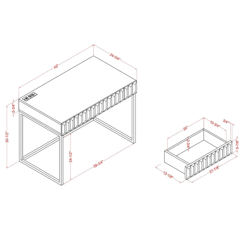 Modern 42-inch Metal Computer Desk with USBs by