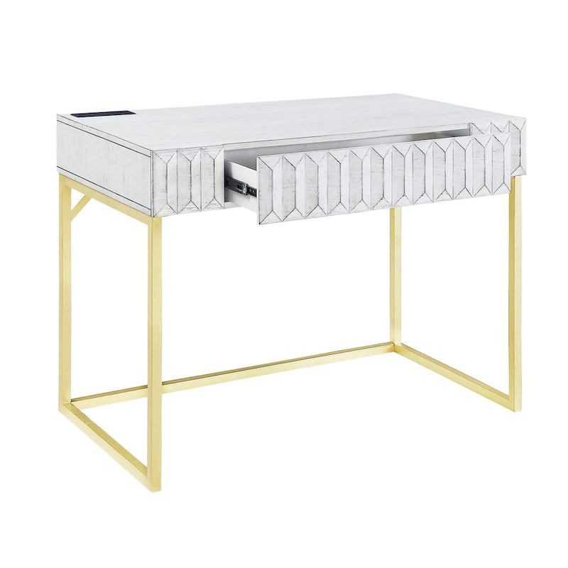 Modern 42-inch Metal Computer Desk with USBs by
