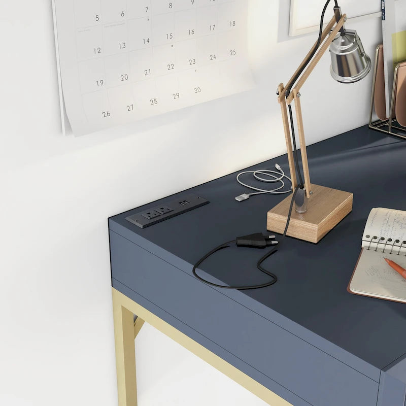 Modern 42-inch Metal Computer Desk with USBs by
