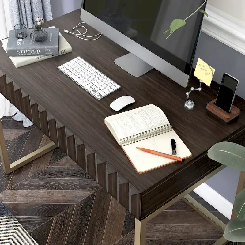 Modern 42-inch Metal Computer Desk with USBs by