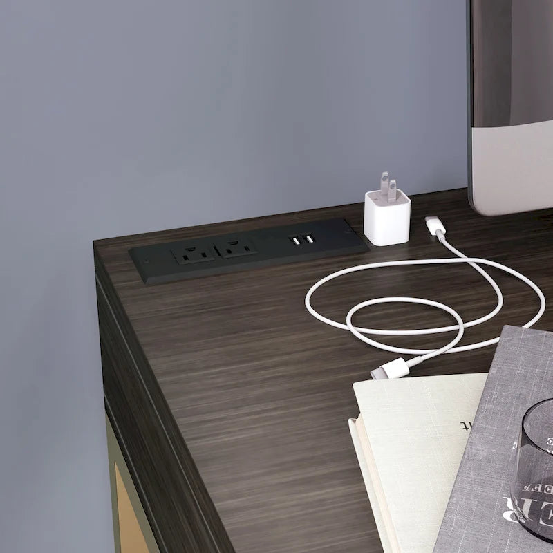 Modern 42-inch Metal Computer Desk with USBs by