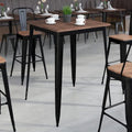 Square Metal Indoor Bar Height Table with Rustic Wood Top - 31.5W x 31.5D x 42H - 31.5W x 31.5D x 42H