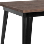 Square Metal Indoor Bar Height Table with Rustic Wood Top - 31.5W x 31.5D x 42H - 31.5W x 31.5D x 42H