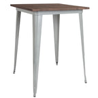 Square Metal Indoor Bar Height Table with Rustic Wood Top - 31.5W x 31.5D x 42H - 31.5W x 31.5D x 42H