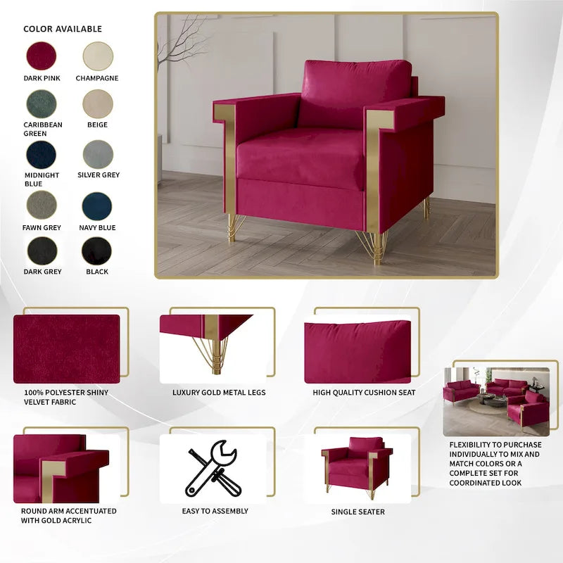 Luxurious Velvet Upholstered Arm Chair