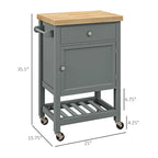 Desserte de cuisine polyvalente, îlot de cuisine roulant avec plateau lisse en hévéa, surface étroite en bois de bout sur roulettes