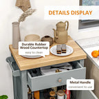 Desserte de cuisine polyvalente, îlot de cuisine roulant avec plateau lisse en hévéa, surface étroite en bois de bout sur roulettes