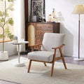 Mid-Century Retro Modern Upholstered Lounge Chair Fabric Accent Chair Sturdy Wooden Frame Armchair