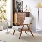 Mid-Century Retro Modern Upholstered Lounge Chair Fabric Accent Chair Sturdy Wooden Frame Armchair