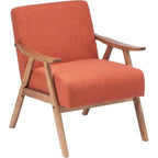 Mid-Century Retro Modern Upholstered Lounge Chair Fabric Accent Chair Sturdy Wooden Frame Armchair