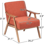 Mid-Century Retro Modern Upholstered Lounge Chair Fabric Accent Chair Sturdy Wooden Frame Armchair
