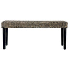 Bench Black Natural Kubu Rattan and Solid Mango Wood