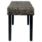 Bench Black Natural Kubu Rattan and Solid Mango Wood