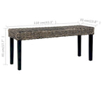 Bench Black Natural Kubu Rattan and Solid Mango Wood