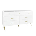 Seven-Drawer Large Chest of Drawers Cabinet with Golden Handles and Legs