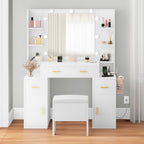 Vanity with Built-In Outlets and Lighted Mirror - 55.1 H X 43.3 L X 15.74 W