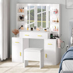 Vanity with Built-In Outlets and Lighted Mirror - 55.1 H X 43.3 L X 15.74 W